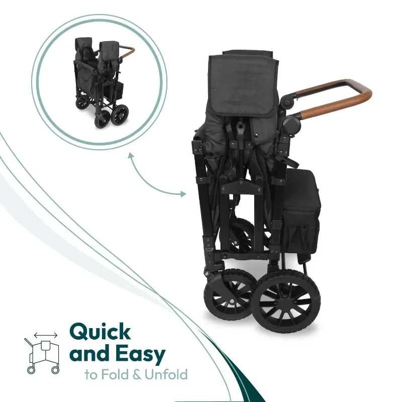 

High quality Collapsible Baby Kids 4 Seater Wagon Stroller with 5 Point Harnesses Buckle and camp car for four people