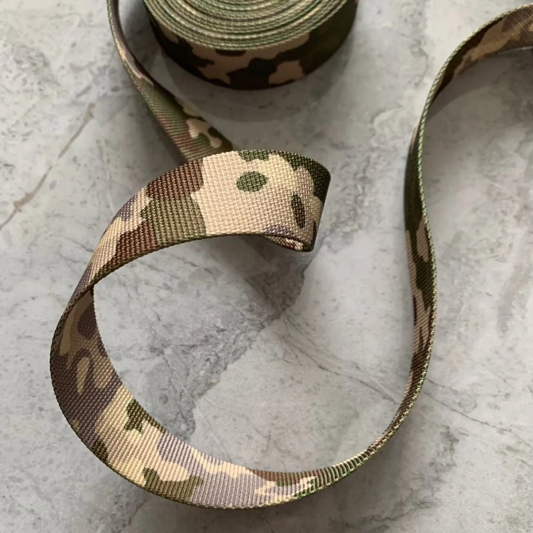 2.5cm Width Jungle German Flecktarn Camouflage Webbing Non-elastic Edging Strap Knapsack Belt Fabric Accessory 1 Meter