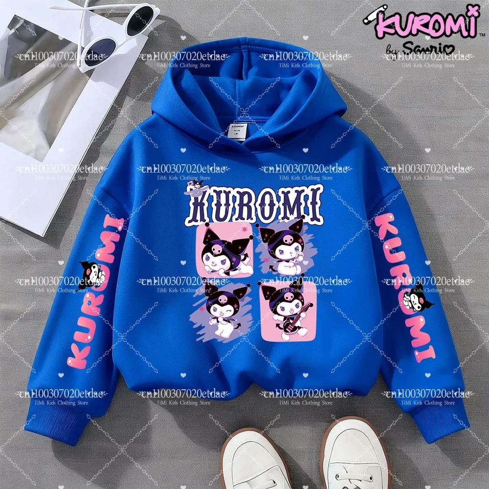 سانريو Kawaii Kuromi هوديي ملابس شاحنة للأطفال ملابس الفتيات أزياء طفل الفتيان ملابس الخريف مرحبا كيتي البلوز هدية #5