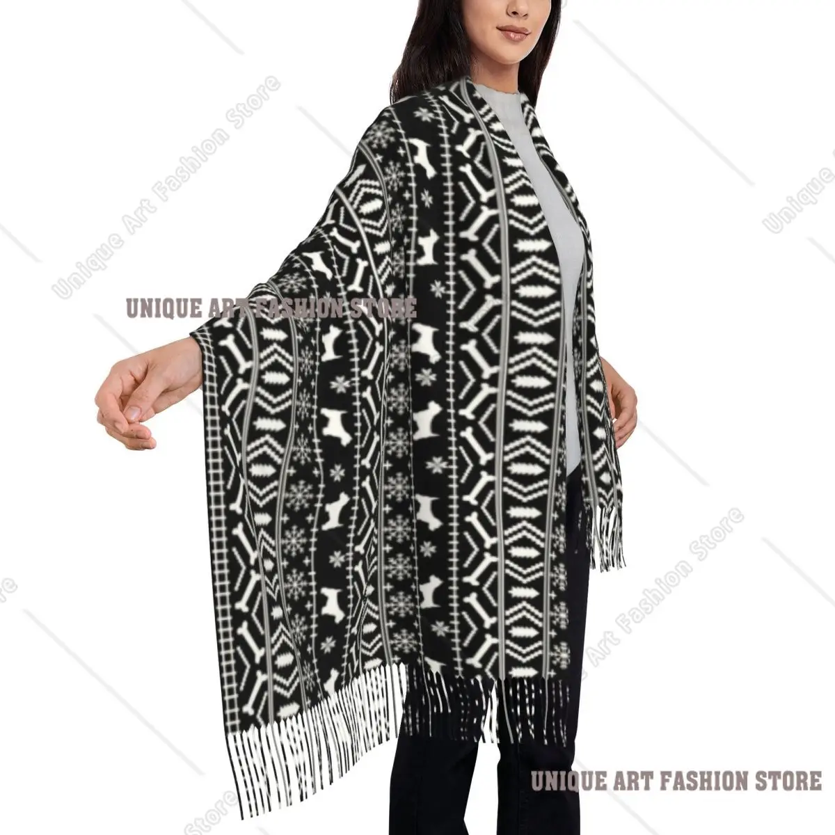 Bufanda personalizada para perro West Highland White Terrier, chal largo cálido con borlas para invierno, bufandas Unisex para vacaciones de Navidad Westie