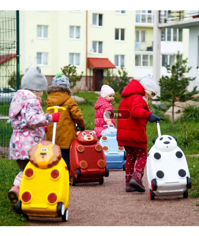 Pull Bar Kinder koffer Kinder gepäck Cartoon Spielzeug Reisewagen Fall Haushalt aus Bausteinen Aufbewahrung sbox