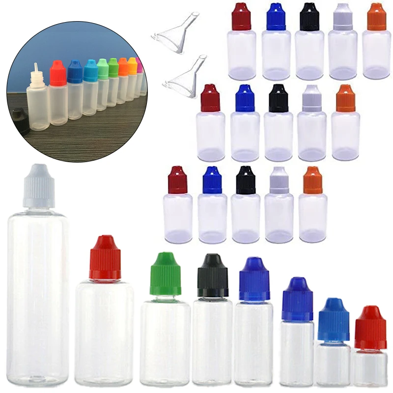 50Pcs 3ML-120ML Wholesale Colorful Lid Eye Medicine Water Separate Drop Bottle Small Plastic Smoke Oil Refillable Bottles