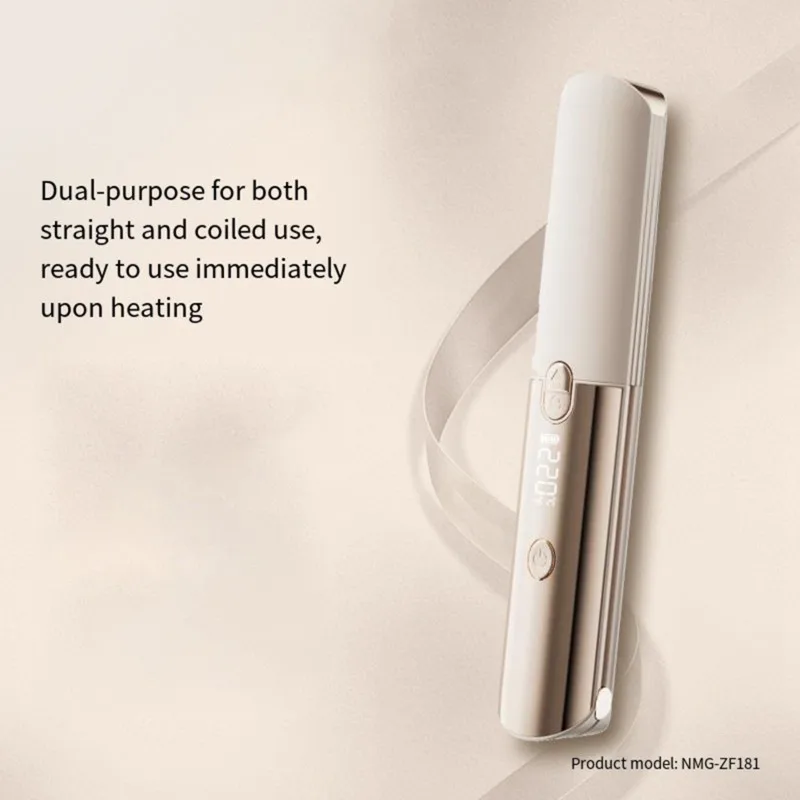 YCOC-Display Portable For Travel Wireless Ceramic Hair Straightening Iron-Dual Mode(LCD Screen), Combines Straight& Curl