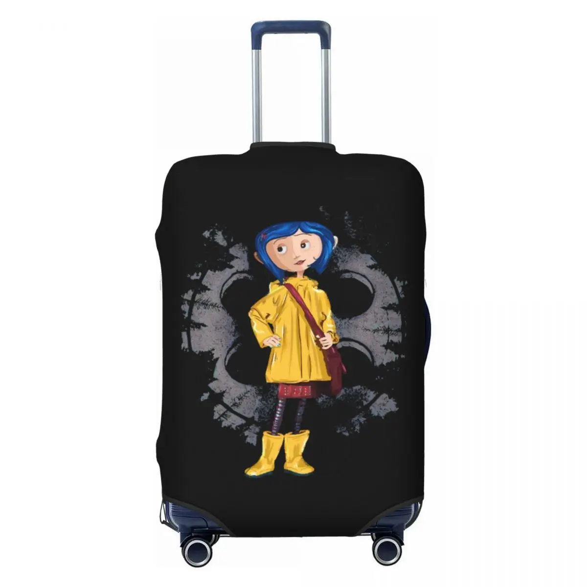 

Custom Horror Halloween Movie Coraline Travel Luggage Cover Washable Suitcase Cover Protector Fit 18-32 Inch