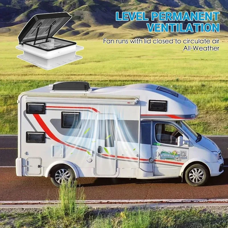 2012 Air Max 14 "تنفيس RV سقف تنفيس عكسها مروحة العادم، صوت منخفض للغاية RV مروحة سقف تهوية الهواء 12 فولت عن بعد مع المطر S #6