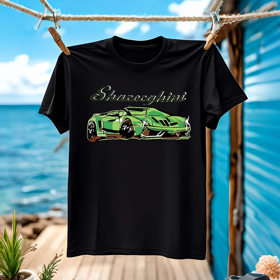 

Sharerghini Green Sports Car YouTube Men's T-shirt 100% Cotton Casual Breathable Confortable casual daily wear available in vari