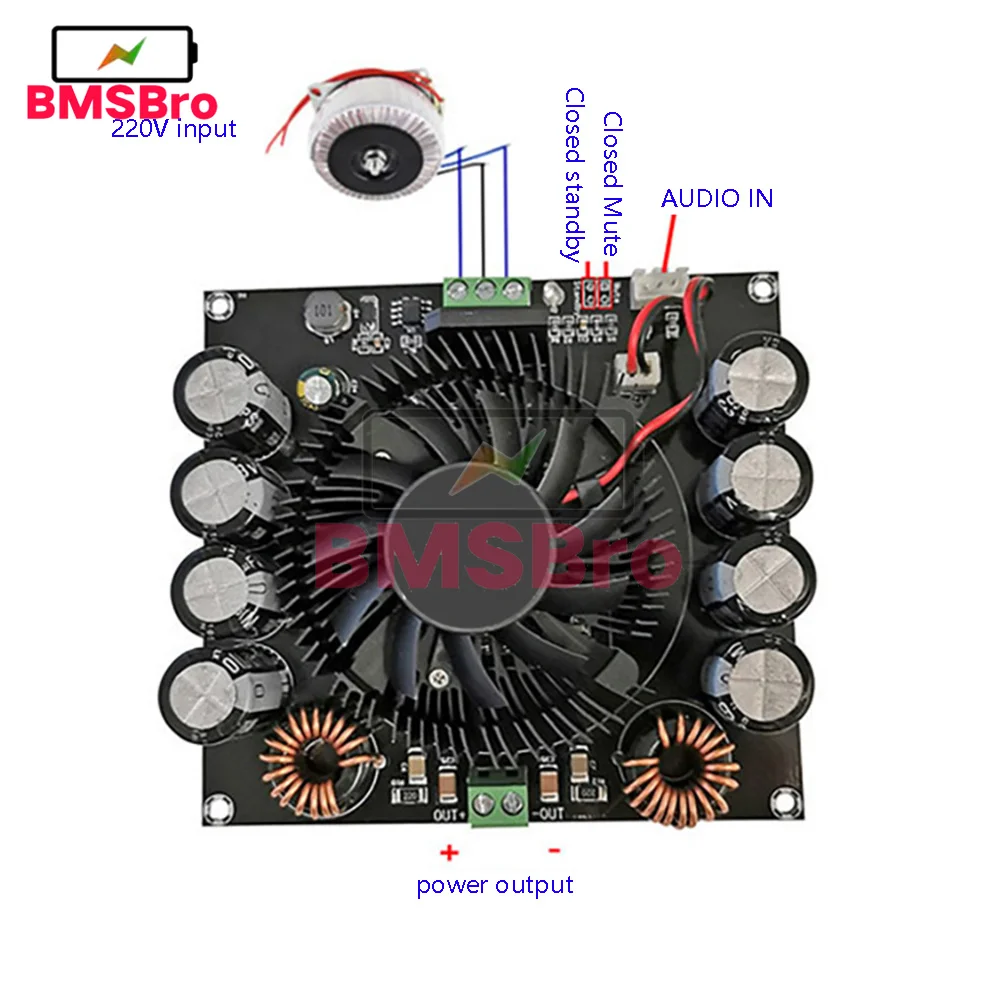 420W TDA8954TH Digital Power Amplifier Board AC 24V Mono Channel Class AD Audio Amp for DJ Bar Car Speaker Subwoofer Theater