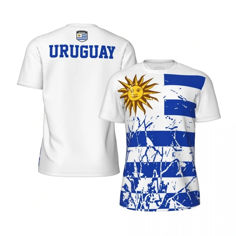 Uruguayn Flag Graphic Football T Shirts Mens National Emblem 3D Printed Sports T-shirt Running Bike Soccer Tennis Fitness Tees