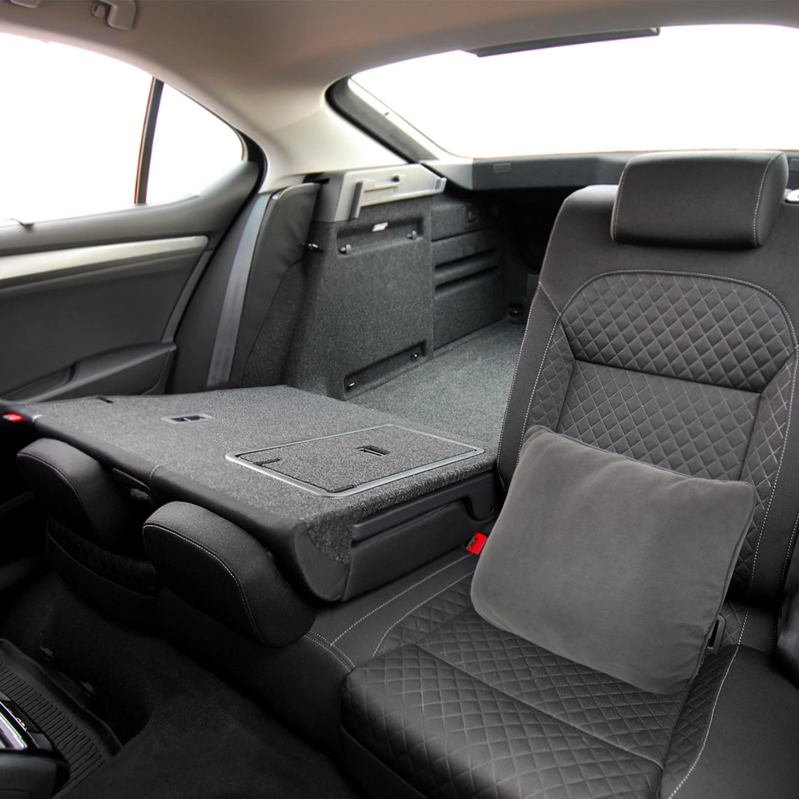 

Car Waist Cushion Seat Headrest Lumbar Body Grey Neck Pillow for Driving Travel
