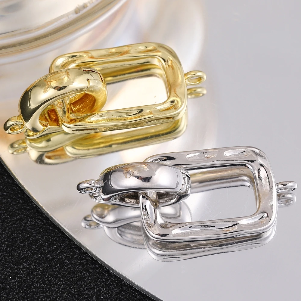 

Juya Handmade 18K Gold Silver Plated Fastener Bail Connector Clasps Accessories For Needlework Pearls Beads Jewelry Making