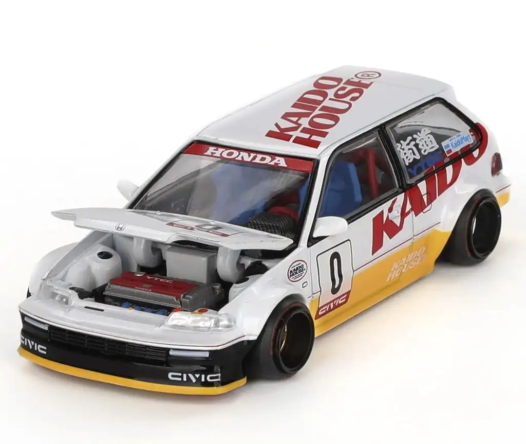 Kaido House + MINIGT 1/64 Honda Civic (EF) Kanjo V1 KHMG139 Cars Alloy Diecast Metal Model Kids Xmas Gift Toys for Boys