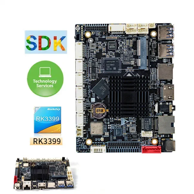 Dual-Core -A72 Quad-Core -A53 Android 7.1/11 Industrial Digital nage Motherboard RK3399 Rockc 128 GB DDR ATX