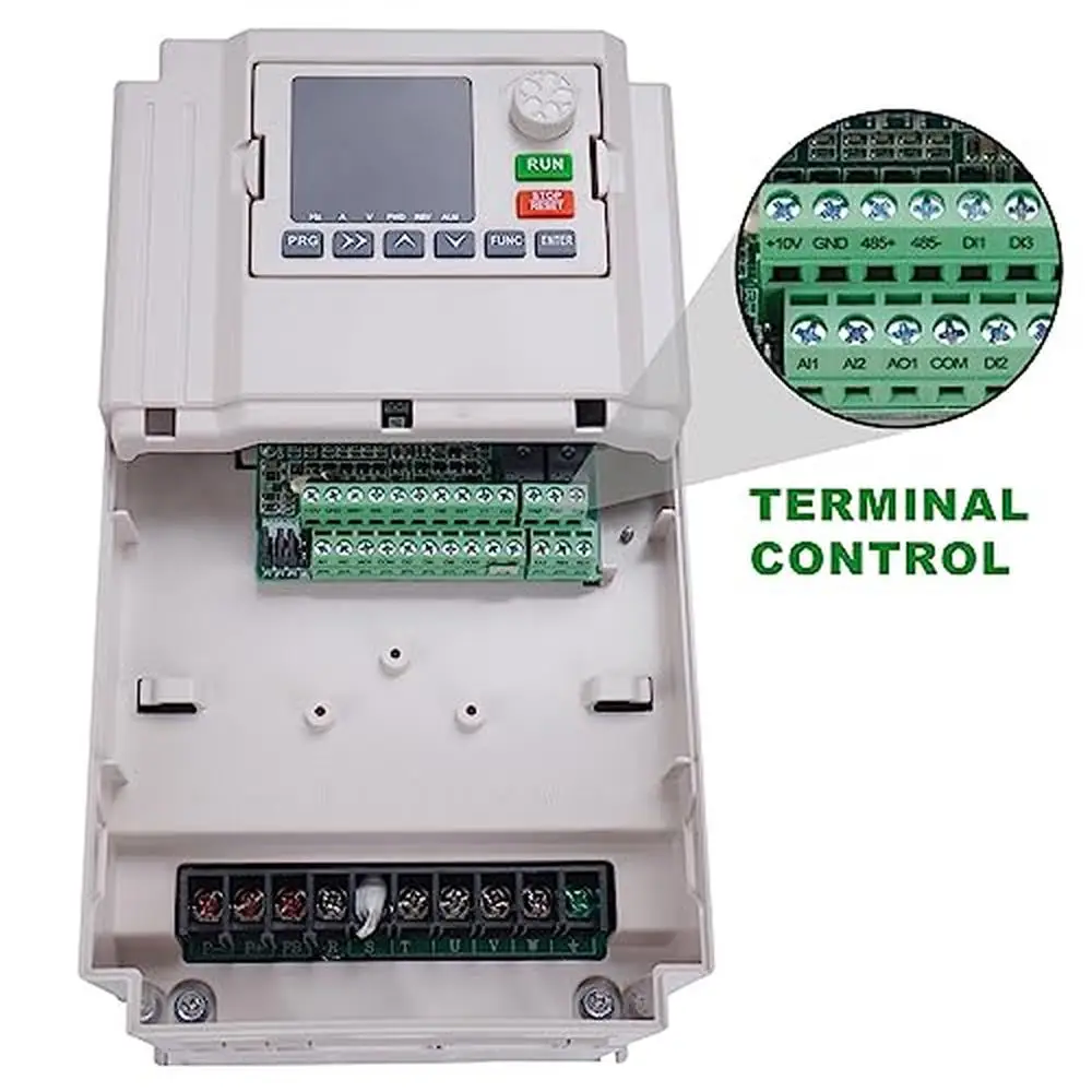 AC VFD 220V 15KW 20HP Variable Frequency Drive Inverter 55A 3 Phase CNC Spindle Motor Control Converter DSP Vector Low Noise