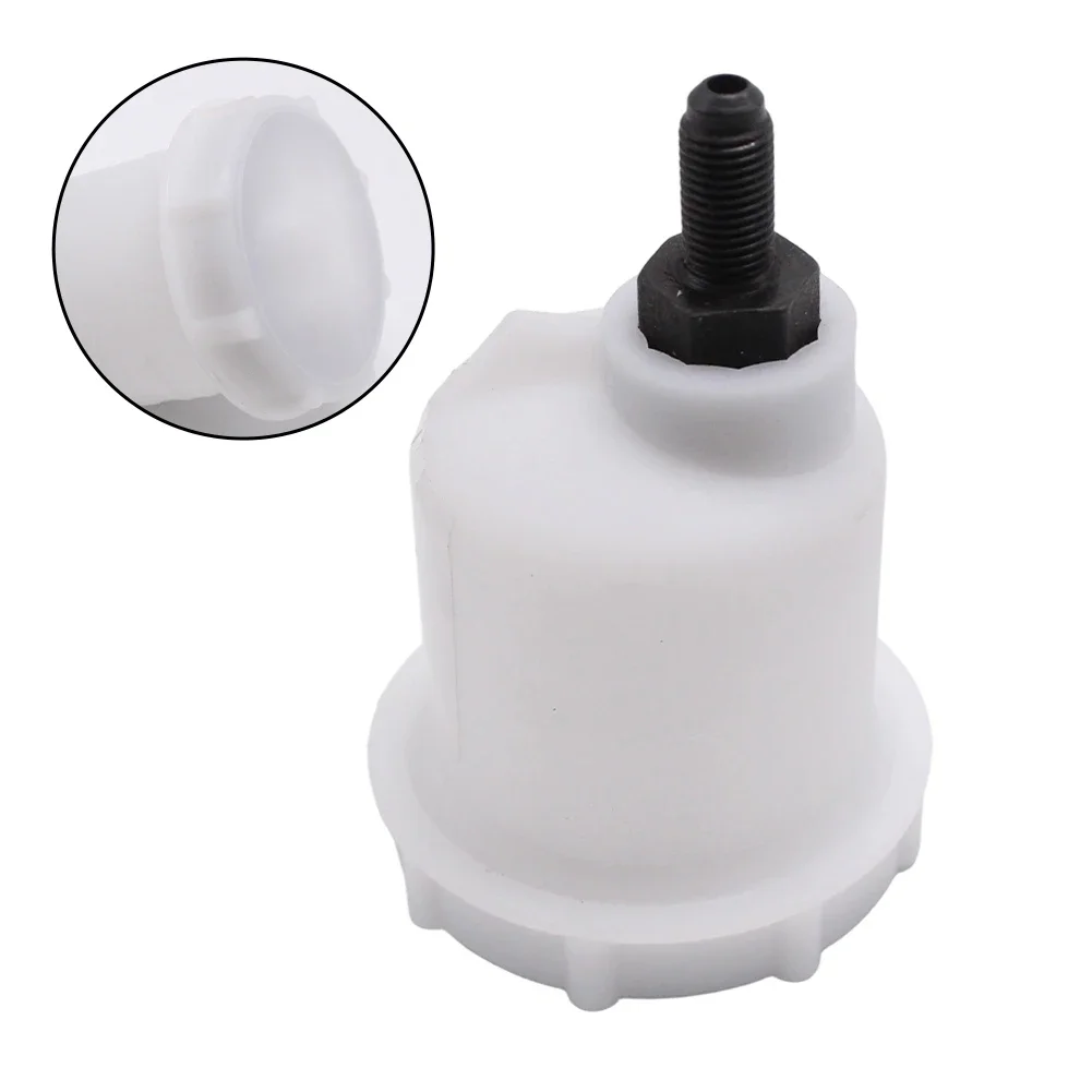 

Engine Compartment Car Brake Clutch Liquids Reservoir ABS Material 7/16 Male Threaded Outlet 60mm Diameter Replacement Part