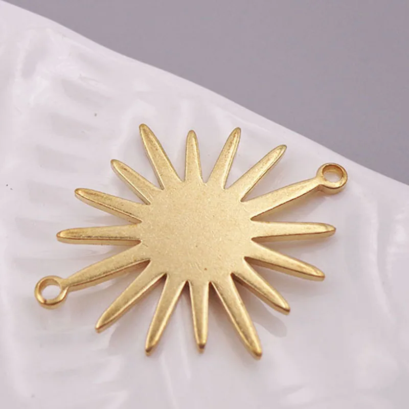 WZNB 10Pcs Raw Brass Celestial Sun Charms Pendant Connector for Jewelry Making Handmade Earrings Bracelet Necklace Diy Accessory