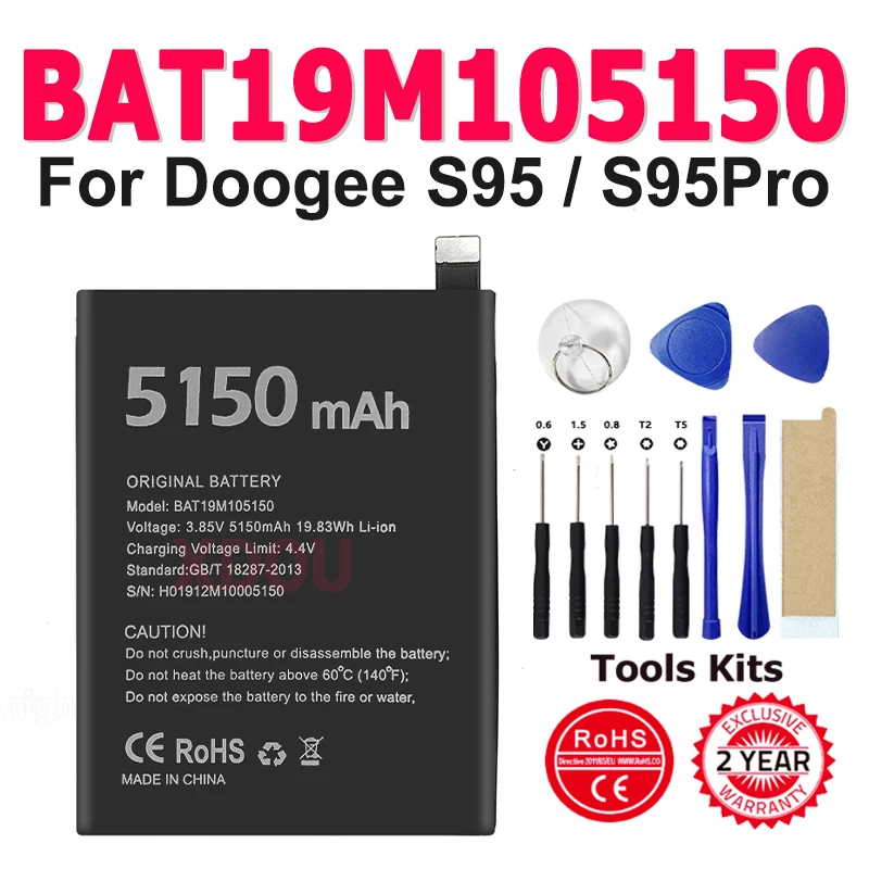 

Replacement doogee s95 pro phone battery 5150mah 3.85V for Doogee S95 Pro Modular Rugged Phone Batteria+Free Tools