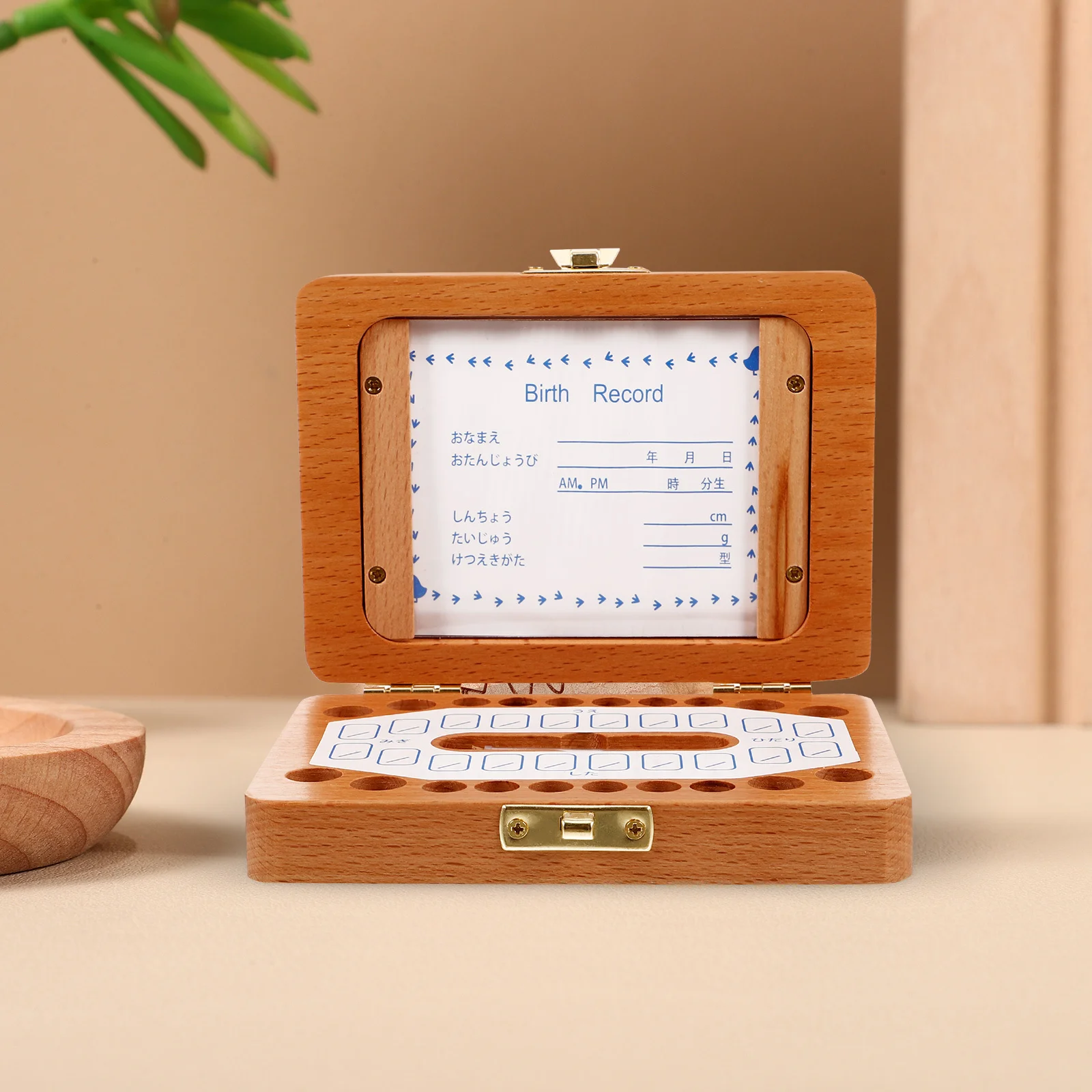 

Newborn Tooth Box Wooden Keepsake Organizer Baby First Tooth Storage Container Simple Design Fashionable Nursery Decor