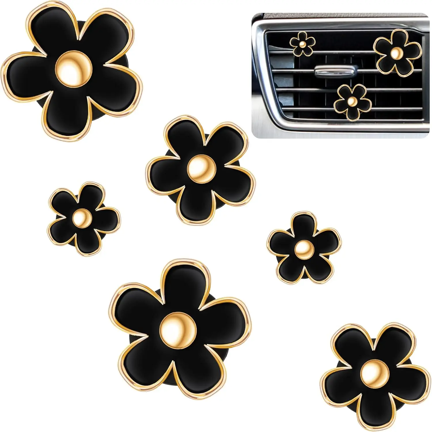 6 Pcs Daisy Flower Air Vent Clip Air Freshener Outlet Clip Car Air Conditioning Clip Charm Car Inter Decor