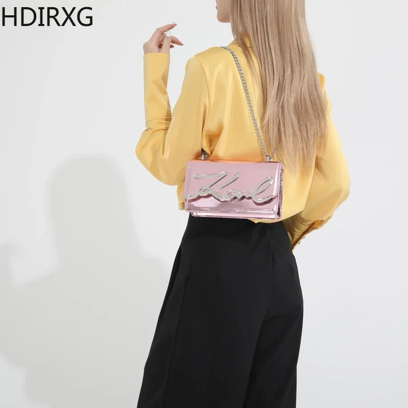 Bolso cuadrado pequeño con cadena para mujer, bandolera de hombro, versátil, de lujo, con personalidad, a la moda, informal, nuevo estilo, 2024