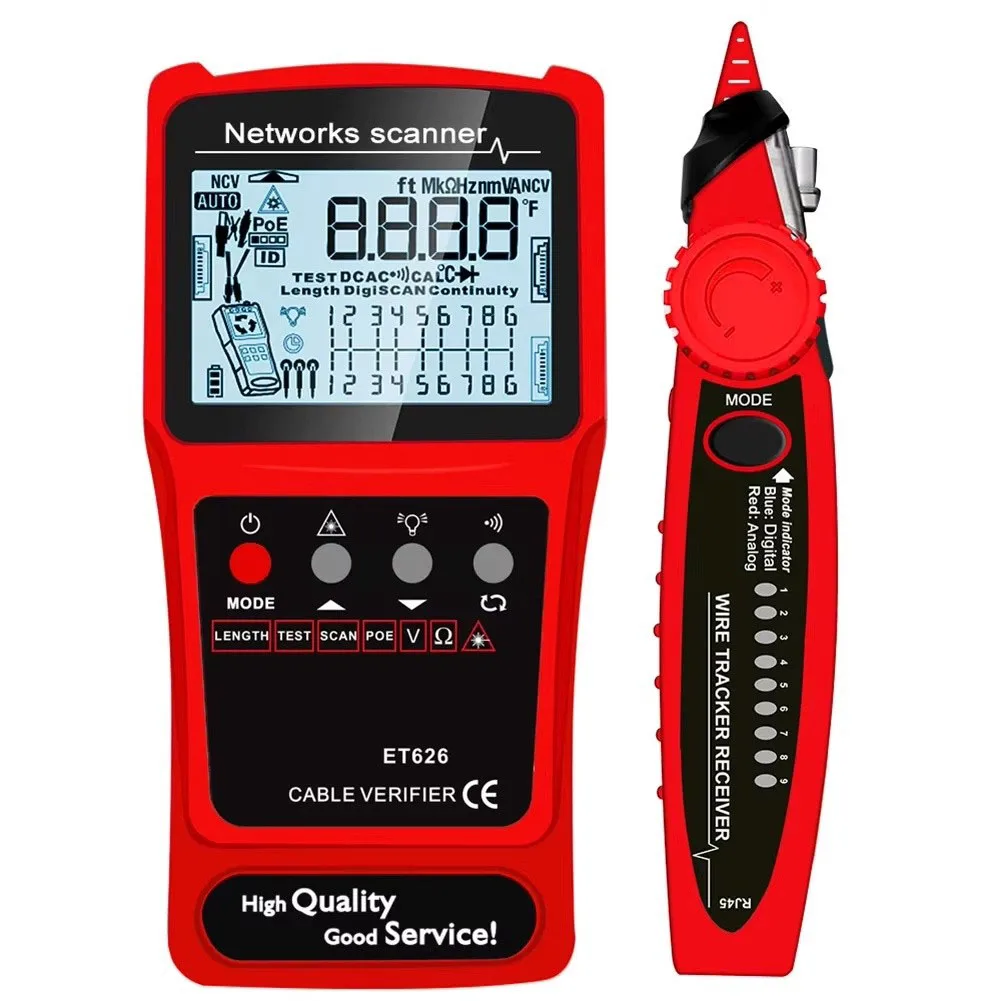 Cable Tester with Multimeter Functions for ET624 ET626 ET628 Including Resistance Continuity Diode Test and NCV Detection