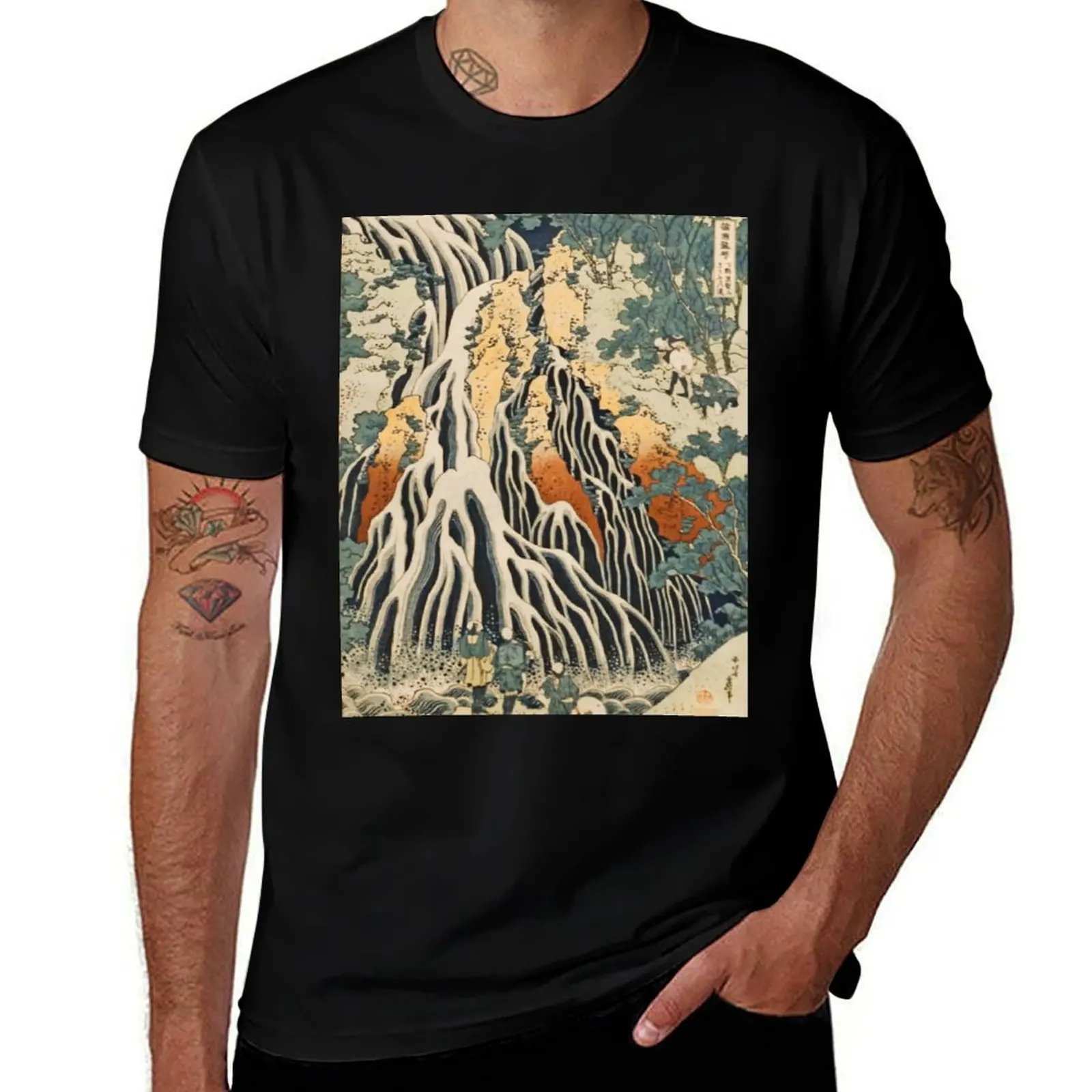 

Katsushika Hokusai's Waterfall T-Shirt t shirt man plain man t shirt cotton T-Shirt