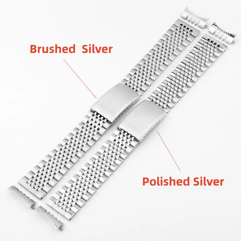 18mm 20mm 22mm Stainless Steel Silver Straight Curved End Links Rice of Beads Nine Rice Watch Bands Straps Bracelet