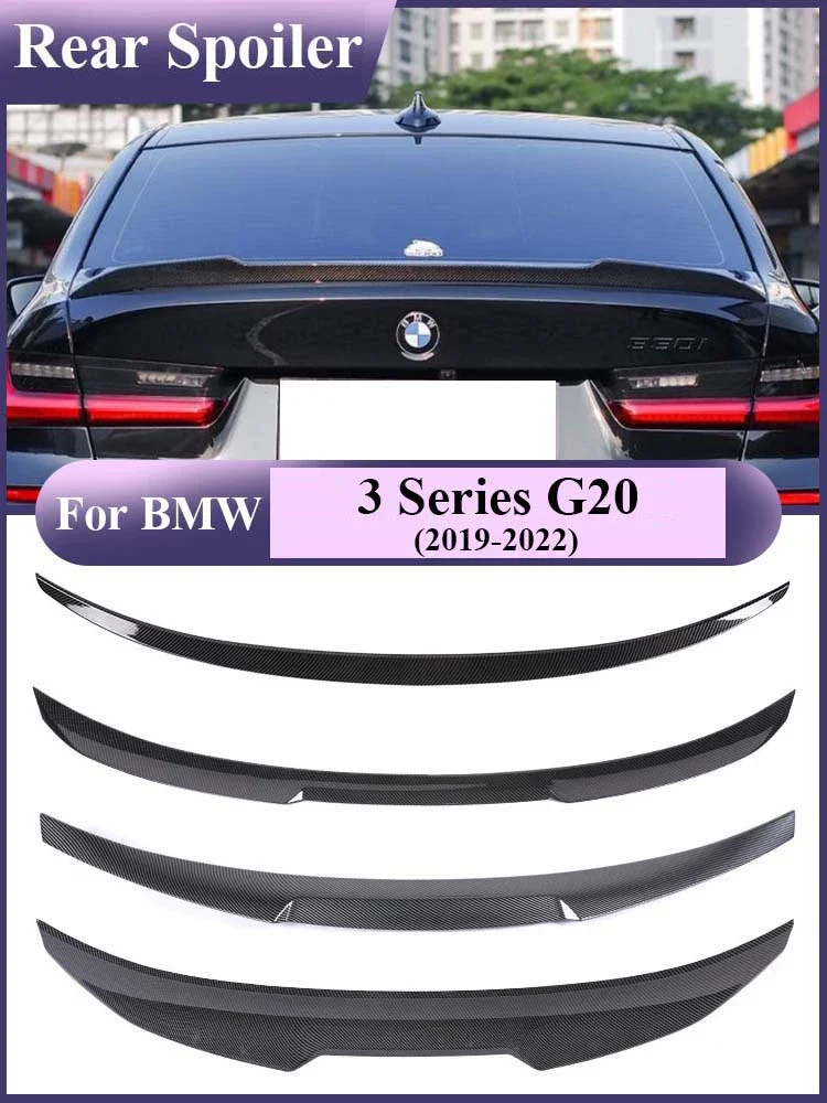 

Rear Bumper Carbon Fiber Spoiler Lip Glossy Black MP M3 M4 PSM Style Slim Trunk Wing Kit Refting For BMW 3 Series G20 2020+