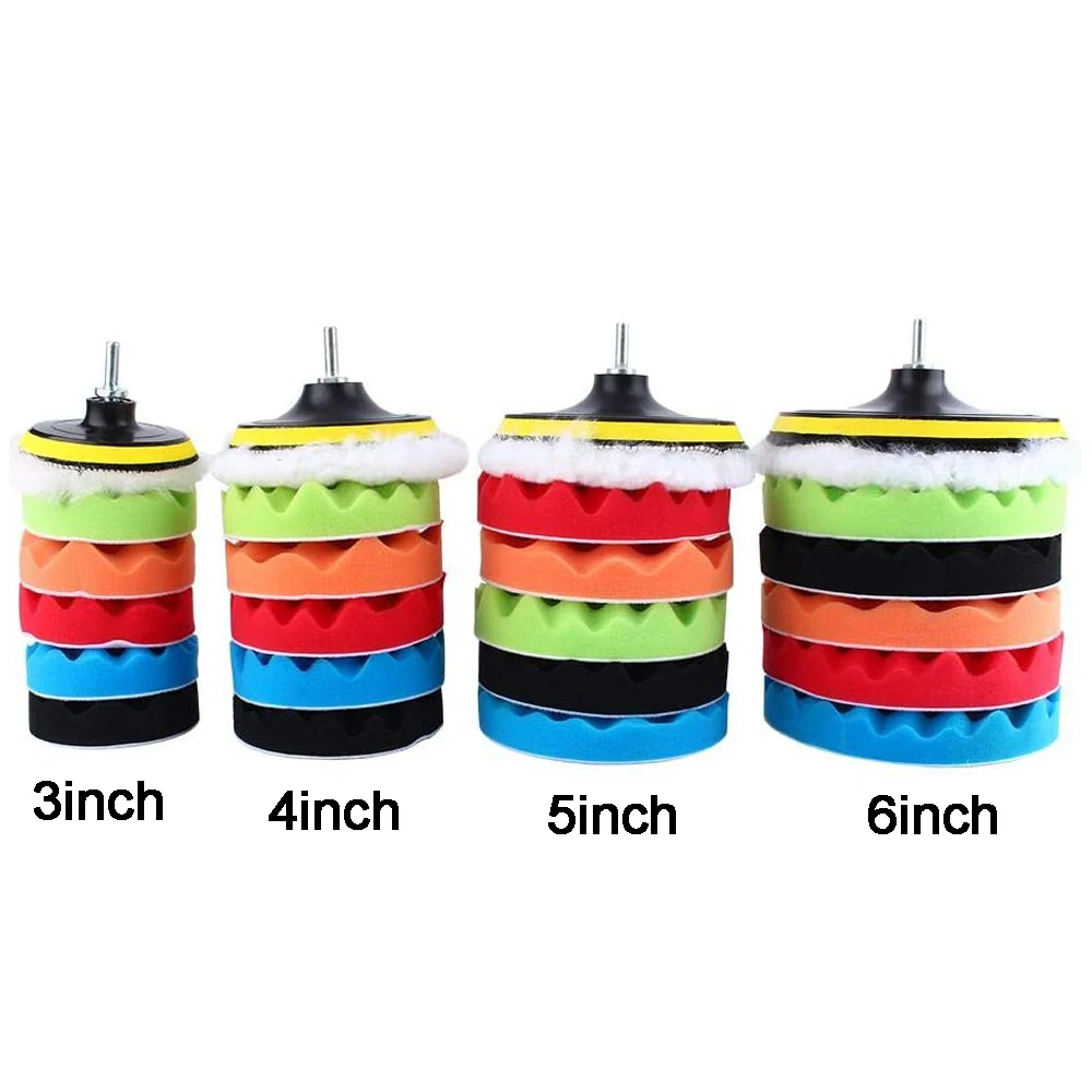 3/7/5inch CarPolishing Disc 8Pcs/Set Self-Adhesive Buffing Waxing Sponge Wool Wheel Polishing Pad For Car Polisher Drill Adapter