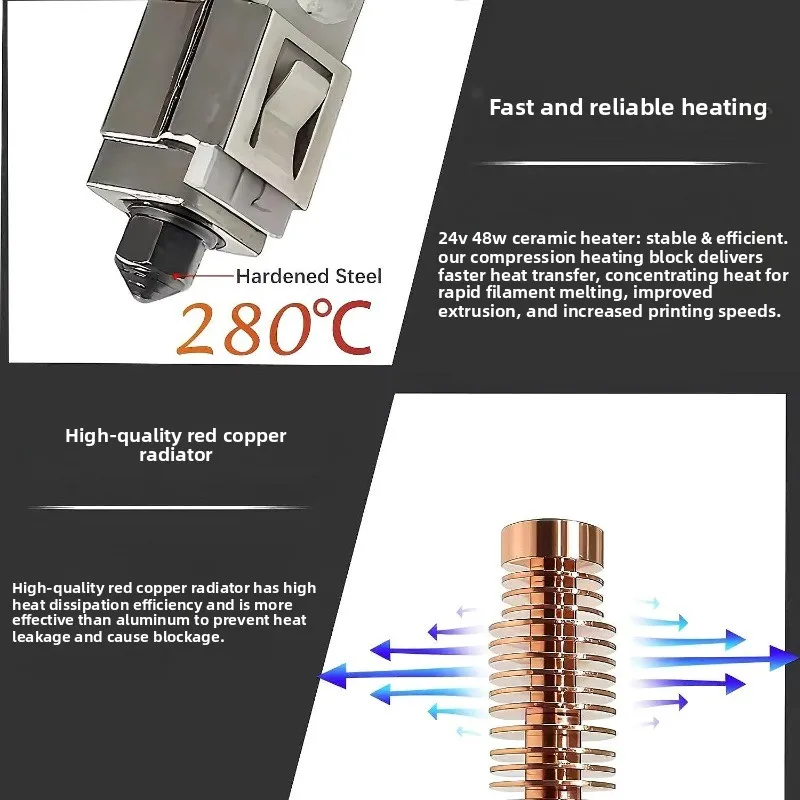 3D Printer Parts FOR Upgrade Flash Casting AD5M Ceramic Hot End Kit Push-in Removable Hardening Steel Nozzle Extrusion Head