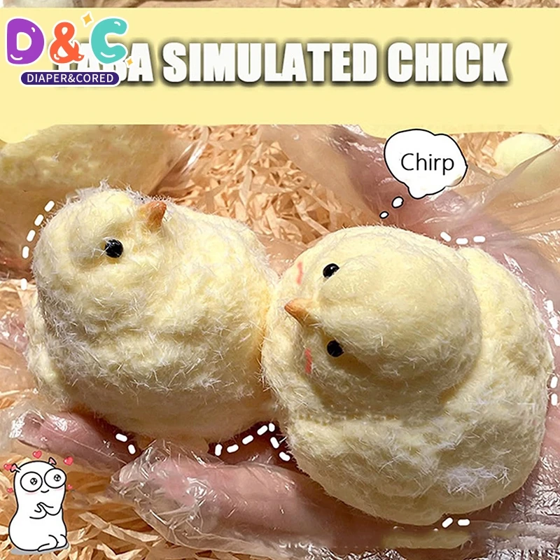 Soft Chicken Kawaii Handmade Silicone Soft Flocked Yellow Chicken Seal Soft Chicken Kids Birthday Gift Toy Cute Soft Chick