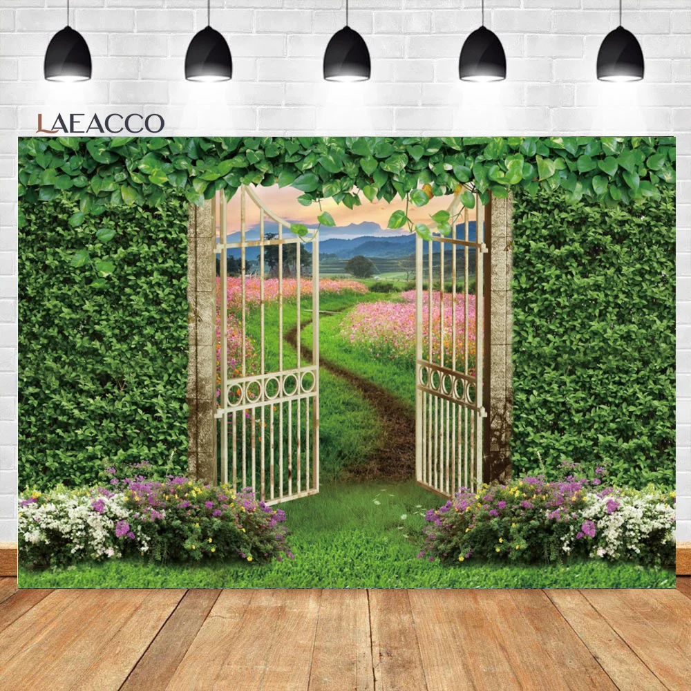 

Laeacco Spring Outside Wonderland Scenery Photography Backdrop Floral Green Forest Natural Women Kids Portrait Photo Background