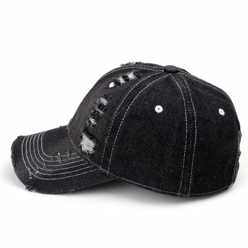 Männer Frauen Baseball Caps Hiphop Street Trendy Hüte Distressed Denim Coole Kpop Visier Hüte – Detail 8