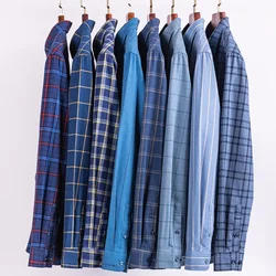 hight qulity100%cotton plus size 6xl long-sleeve shirts for men slim fit formal plain shirt soft plaid office designer clohtes