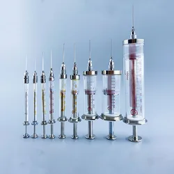 Jeringa para Microsampler de cromatografía de Gas, 250ul, 500ul, 2500ul, 5000ul, 10ml, 25ml, 50ml, 100ml, cabezal de bloqueo Ruhr, aguja reemplazable