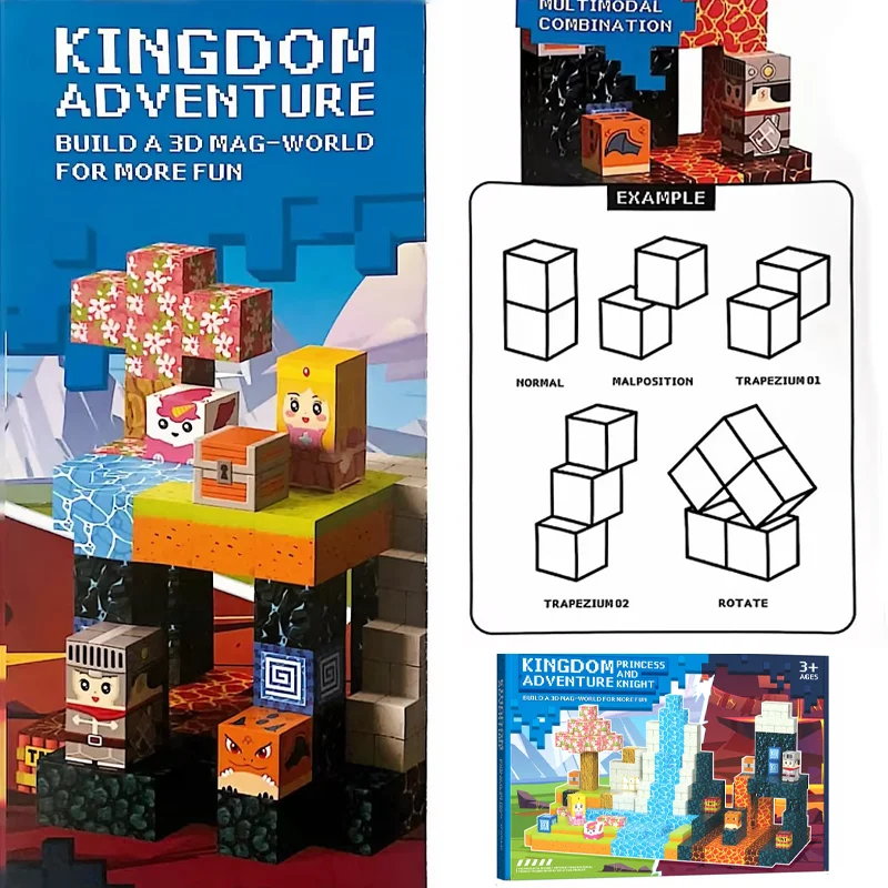 Blocs de construction à blocs magnétiques, jouets assemblés, combinaisons de construction stéréo pouvant être utilisées comme ornements et cadeaux