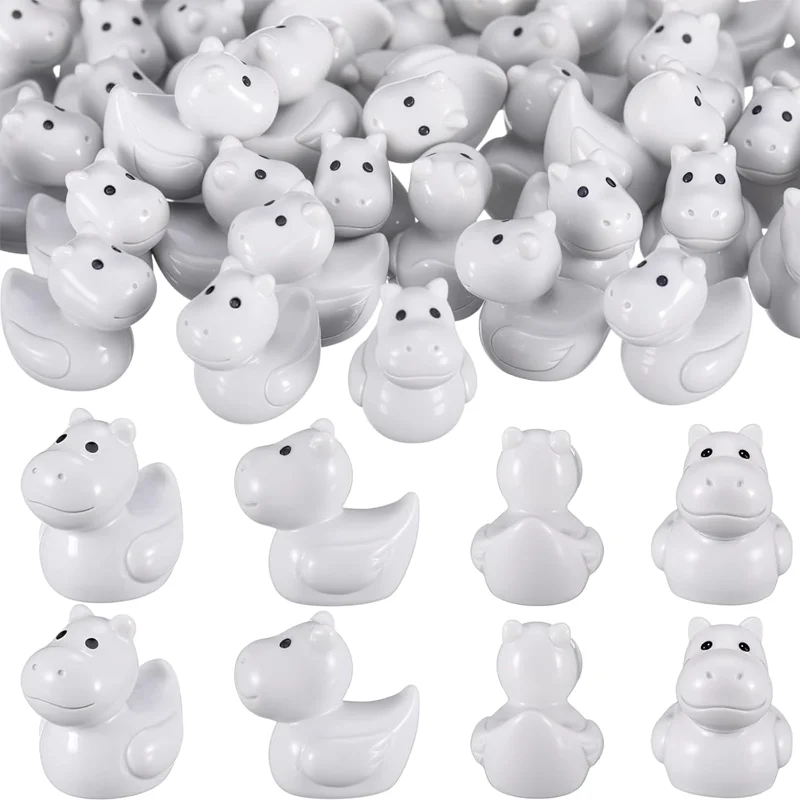 10/20pcs Mini Hippo Duck Figurine Bulk, Resin Tiny Duck Animal Statue Funny Ornament for Fairy Garden Miniature Decoration