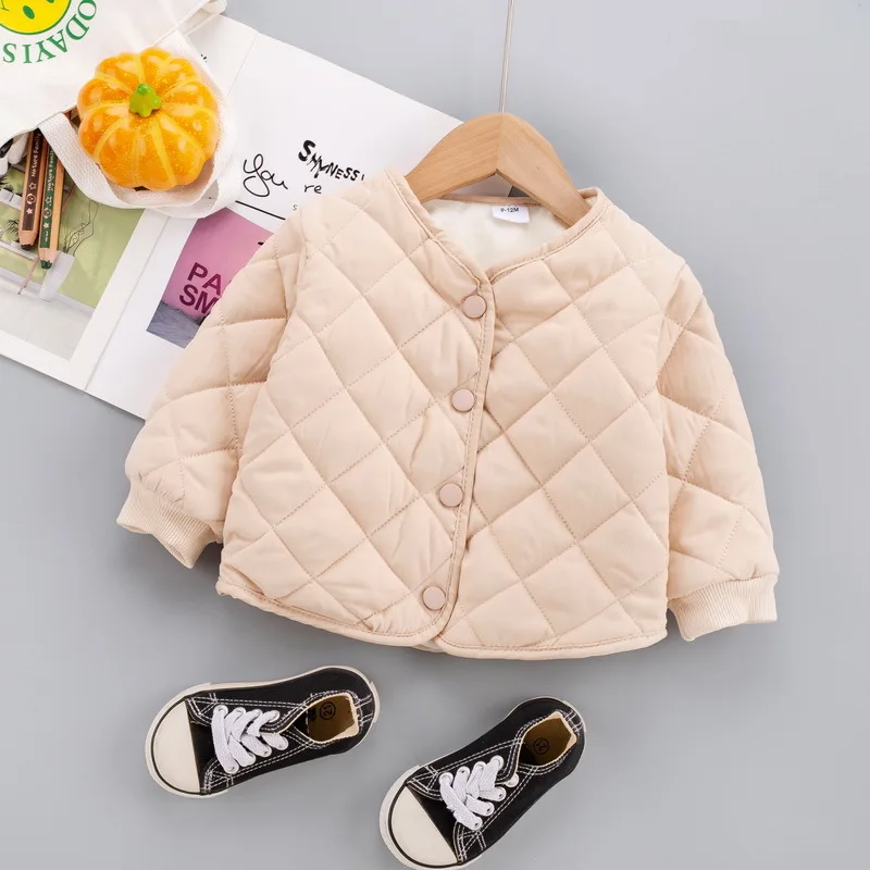 Kids Baby Coat 2023 Autumn Winter Girls Velvet Warm Cotton-padded Jackets Casual Boys\' Thickened Outerwear Short Parkas