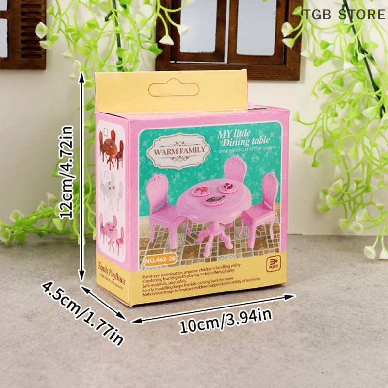 1Set 1:12 Poppenhuis Miniatuur Eettafel Stoelen Ronde Tafel Meubels Woonkamer Decor Speelgoed Poppenhuis Accessoires