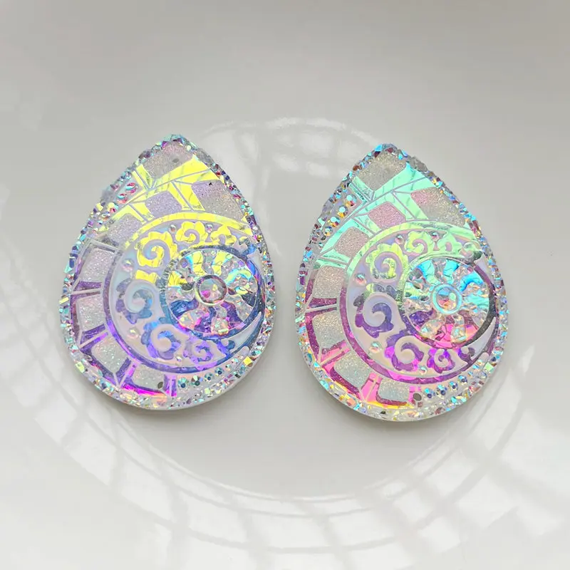 

Новинка, Вселенная, 30*40 мм, каплевидное сердце, каучук, драгоценный камень, кабошон, сшитые Стразы, серьги из необработанного бисера, 6 шт./лот