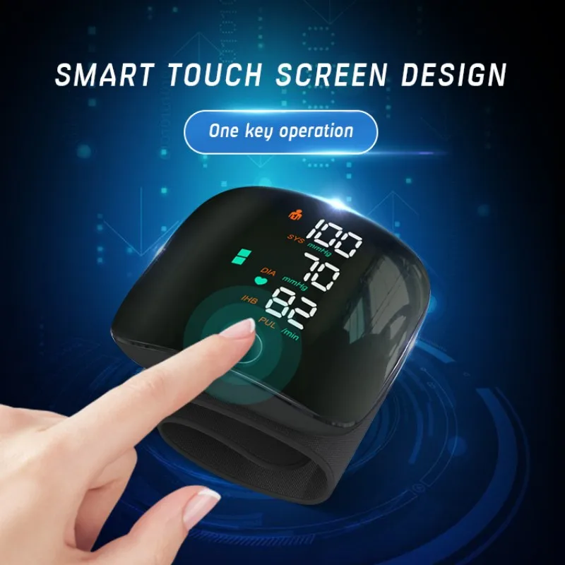 

LED Touch Screen Wrist Blood Pressure Monitor Russian Spanish Voice Rechargeable Automatic Tonometer Heart Rate Sphygmomanometer