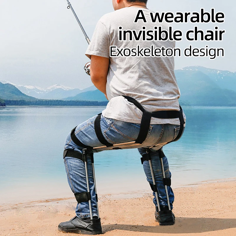 100Kg Portable Sports Belt Invisible Seat Exoskeleton Wearable Seat for Human Body Fishing Multifunctional Seat Fold Stools