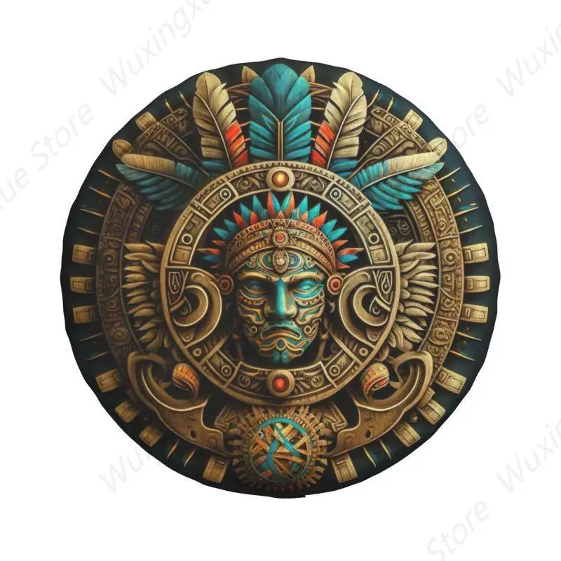 Custom Golden Aztec Warrior Spare Wheel Tire Cover for Toyota Land Cruiser Prado Jeep RV SUV Camper Vehicle Accessories 14