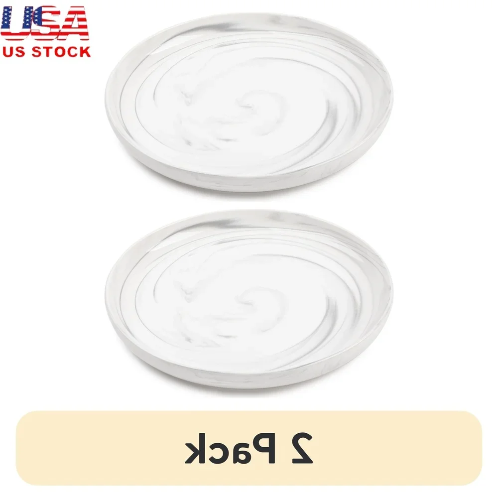 Paquete de 2 platos de cena de gres aptos para horno, lavavajillas, microondas, vajilla redonda de mármol gris, utensilios de cocina, juego de comedor