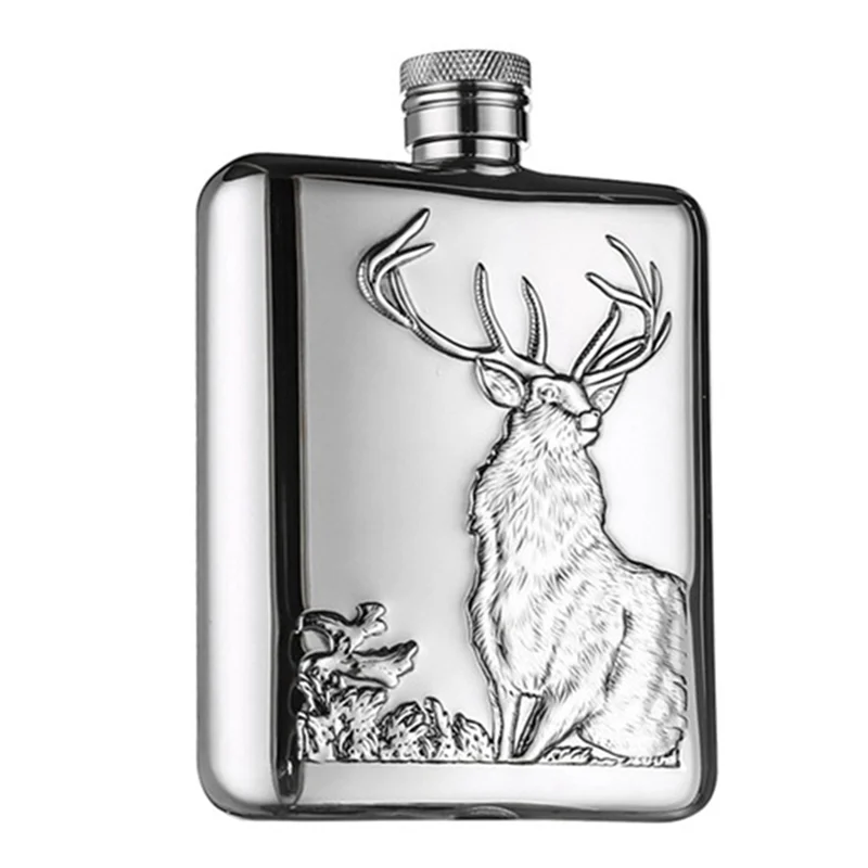 TOP HONEST Stainless Steel Wine Flask Hip Flask 6 Oz Deer Pattern Whiskey Pocket Whiskey Bottle Alcohol Bottle - Elk 200-300ML