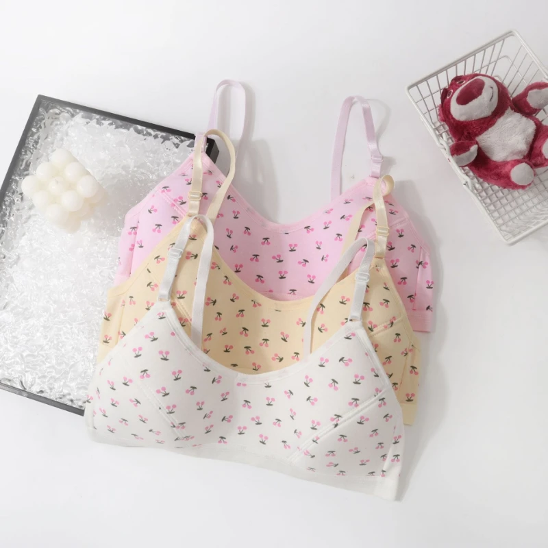 

Developmental Period Double Breasted Adjustable Underwear with Cute Cotton Print for Girls Soft and Comfortable Underwear Bra