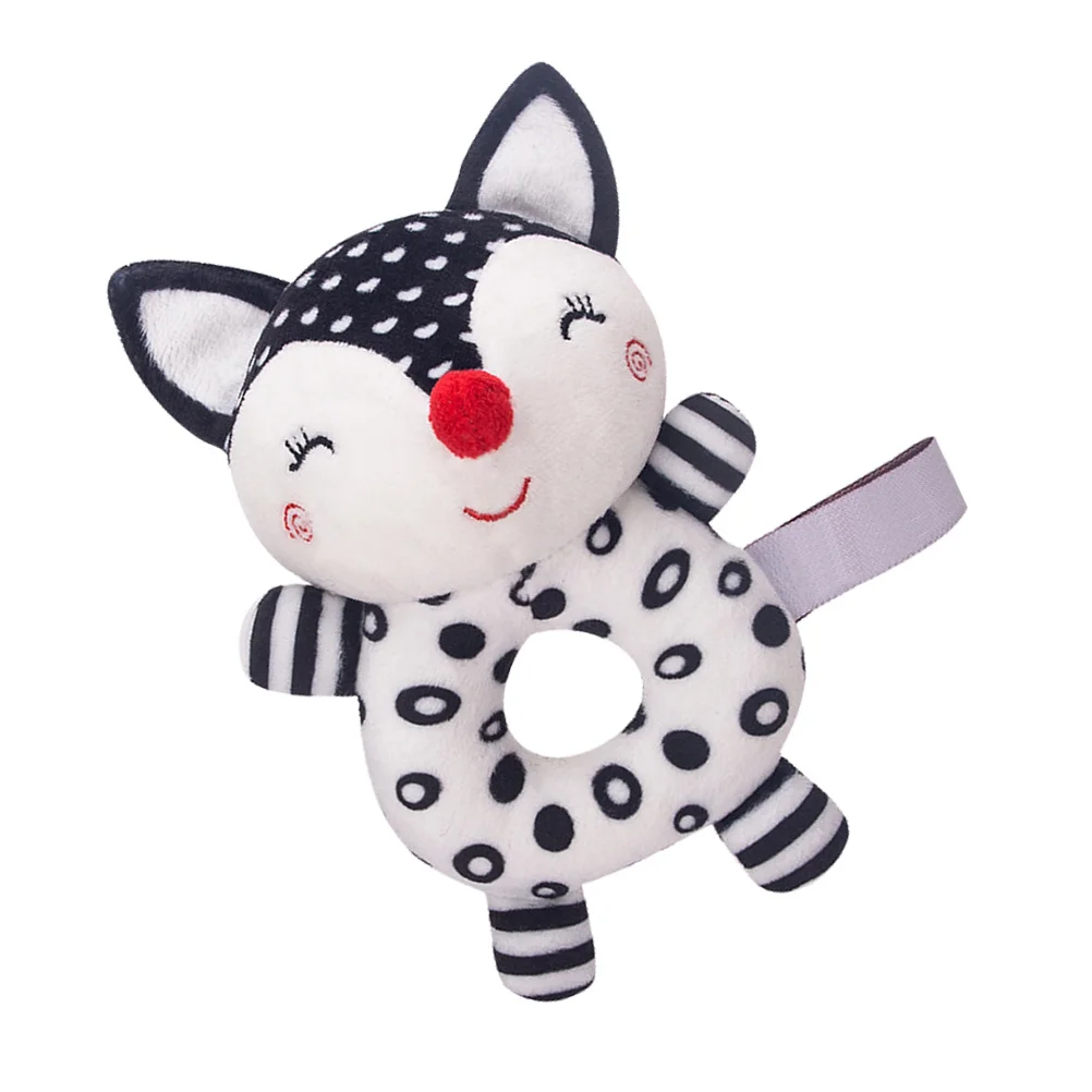 Chocalho de sino de mão de animal de desenho animado para bebês e crianças brinquedo educacional precoce melhora a estimulação auditiva visual compacto