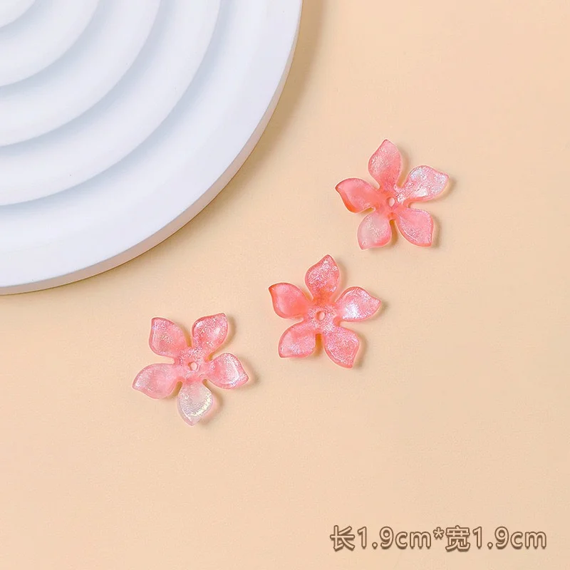 Summer style 100pcs/lot 19mm color pattern print cartoon flowers shape acrylic floral diy jewelry garment hair accessory