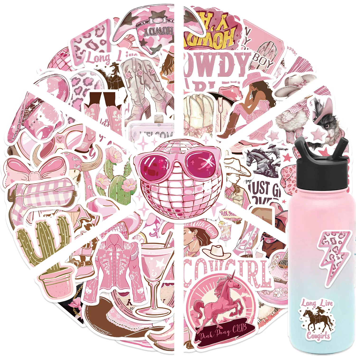 adesivos-de-graffiti-rosa-howdy-cowgirls-10-30-50-pecas-para-mala-laptop-bagagem-geladeira-telefone-carro-decalque-diy-pegatina