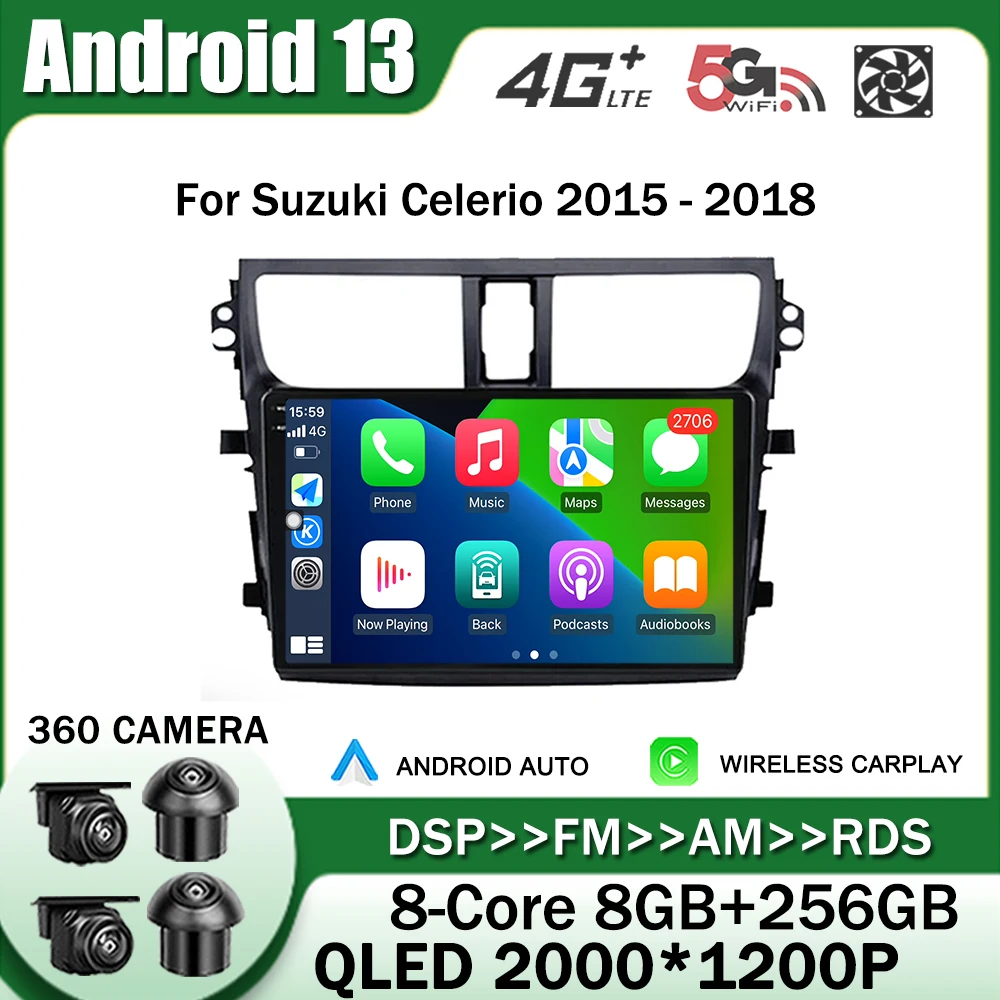 

Android 13 Car Rad for Suzuki Celerio 2015 - 2018 Multimedia Player GPS Navigation Autoradio 2Din Head Unit DSP Stereo No DVD