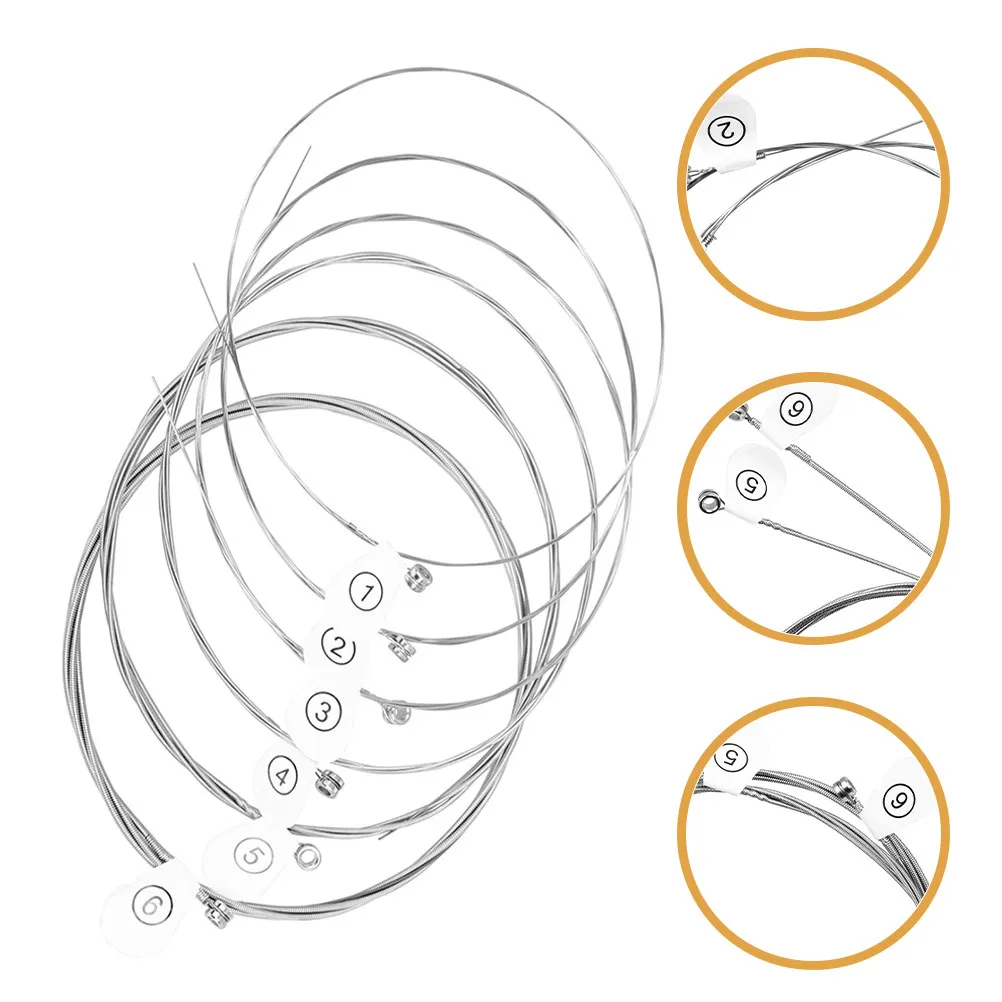 6Pcs Bass Guitar Strings Kit Clear Sound Tight Winding Lightweight Portable for All Skill Levels Compatible with Electric Bass